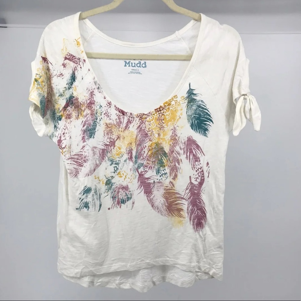 NEW Mudd feather highlow tie sleeve top S